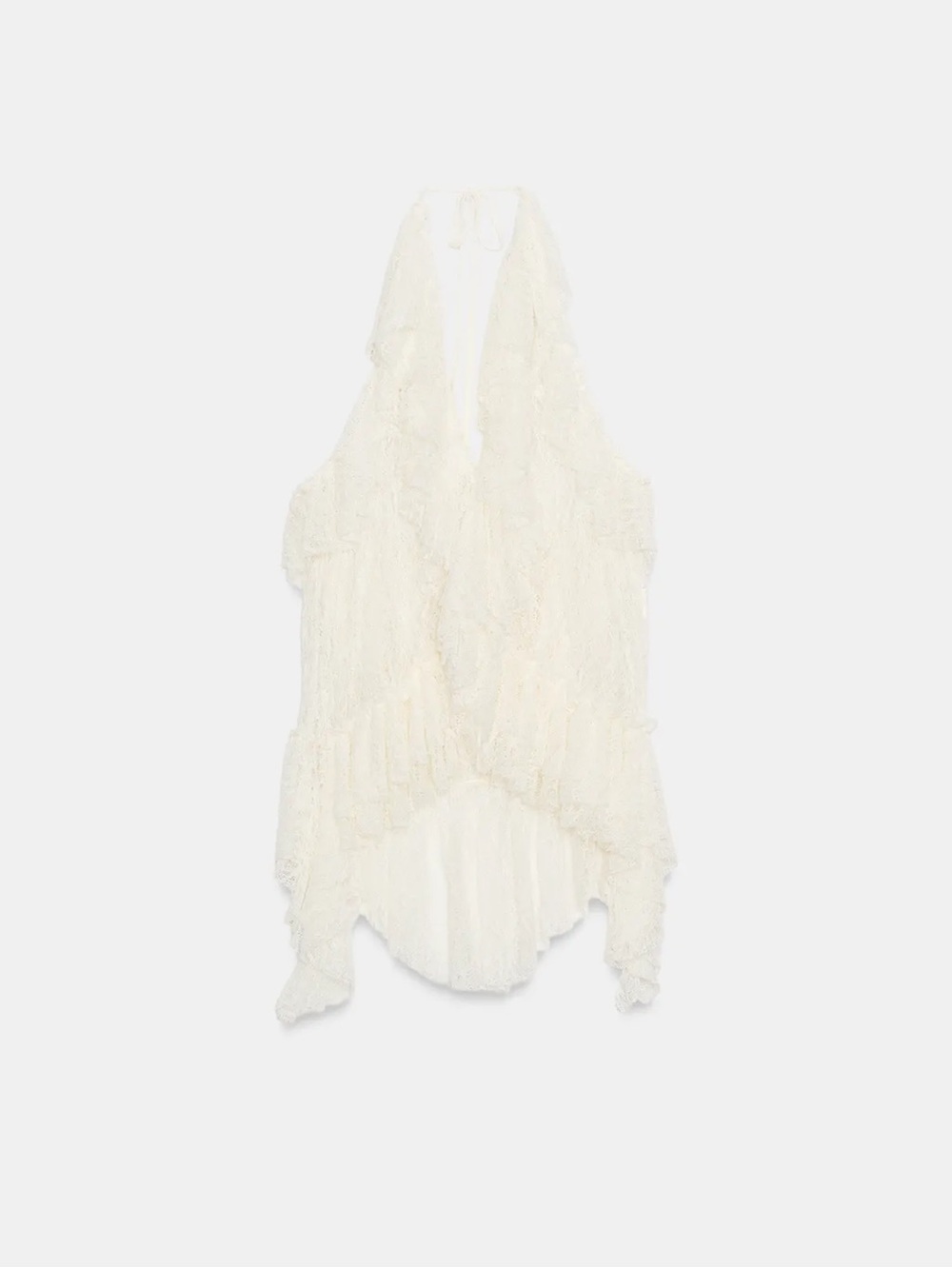 Zara RUFFLED LACE TOP - Picture 4 of 7